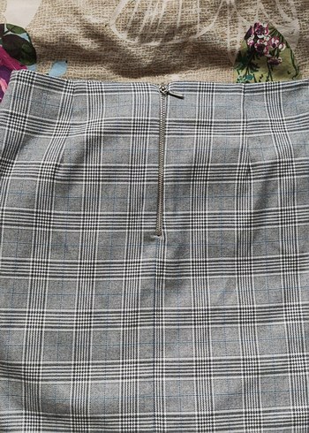 Gri Ekose Mini Etek - Görsel 2