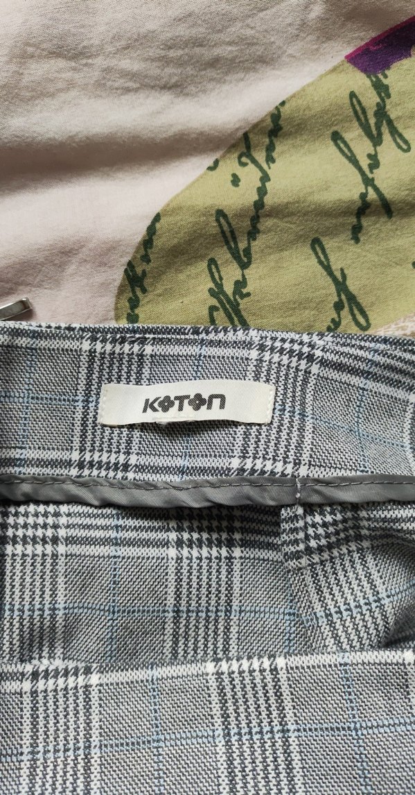 Gri Ekose Mini Etek - Görsel 3