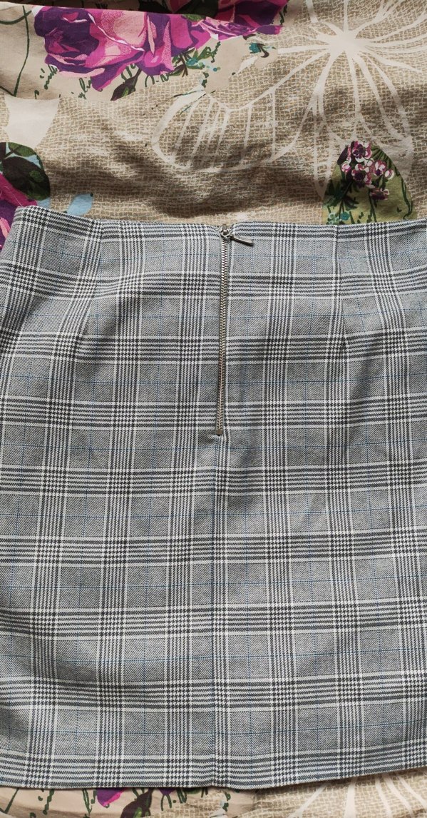 Gri Ekose Mini Etek - Görsel 2