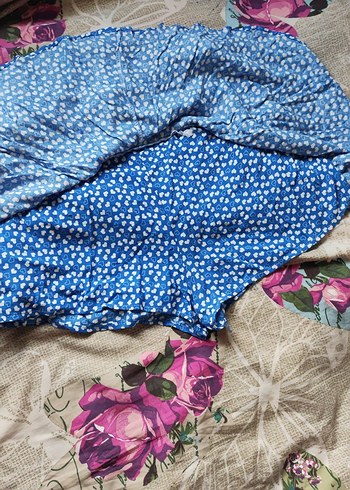 Mavi Mini Şort Etek, Fırfırlı, Bol Kesim - Görsel 2