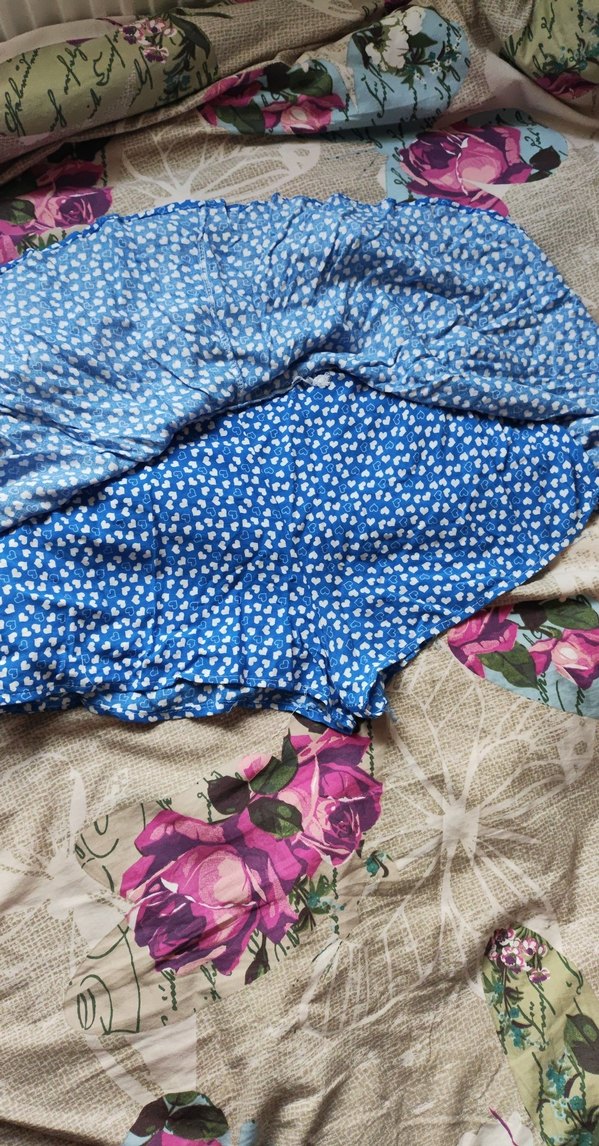 Mavi Mini Şort Etek, Fırfırlı, Bol Kesim - Görsel 2