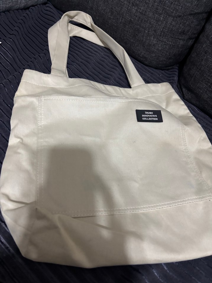 Gri Detaylı Bej Kadın bez Günlük Çanta - Görsel 2