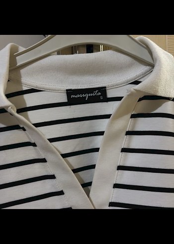 Düğmeli V Yaka Çizgili Kadın uzun Kollu Kazak - Görsel 2