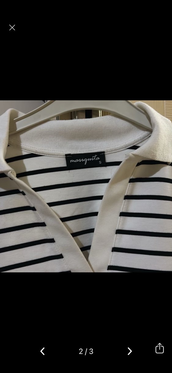 Düğmeli V Yaka Çizgili Kadın uzun Kollu Kazak - Görsel 2