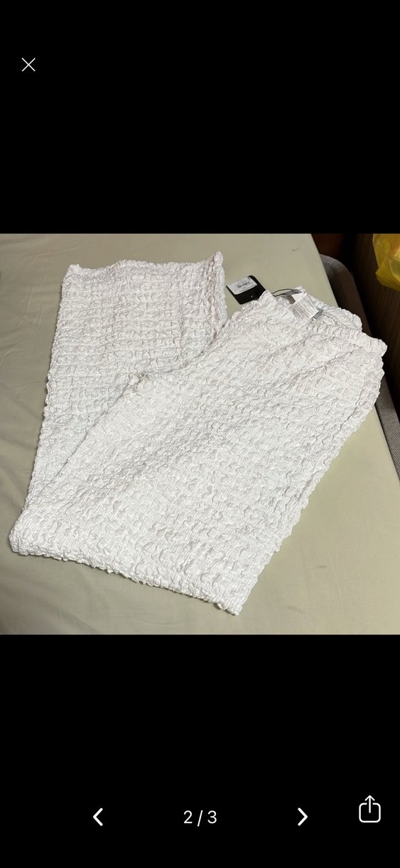 Kadın Beyaz Örme Keten pantolon - Görsel 2