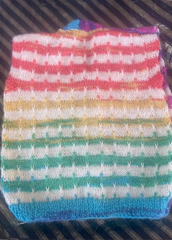 Kız Çocuk Çok Renkli Örgü Yelek - Görsel 2