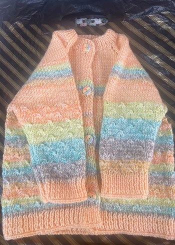 Kız erkek  için Çok Renkli Örgü Hırka - Görsel 2