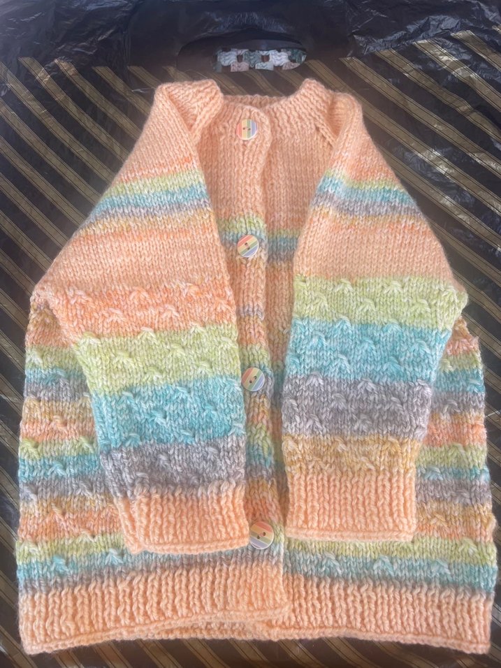 Kız erkek  için Çok Renkli Örgü Hırka - Görsel 2