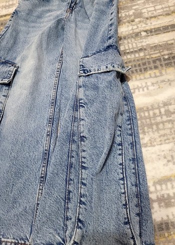 Zara tarz Bol Kesim Midi Kot Pantolon - Görsel 2