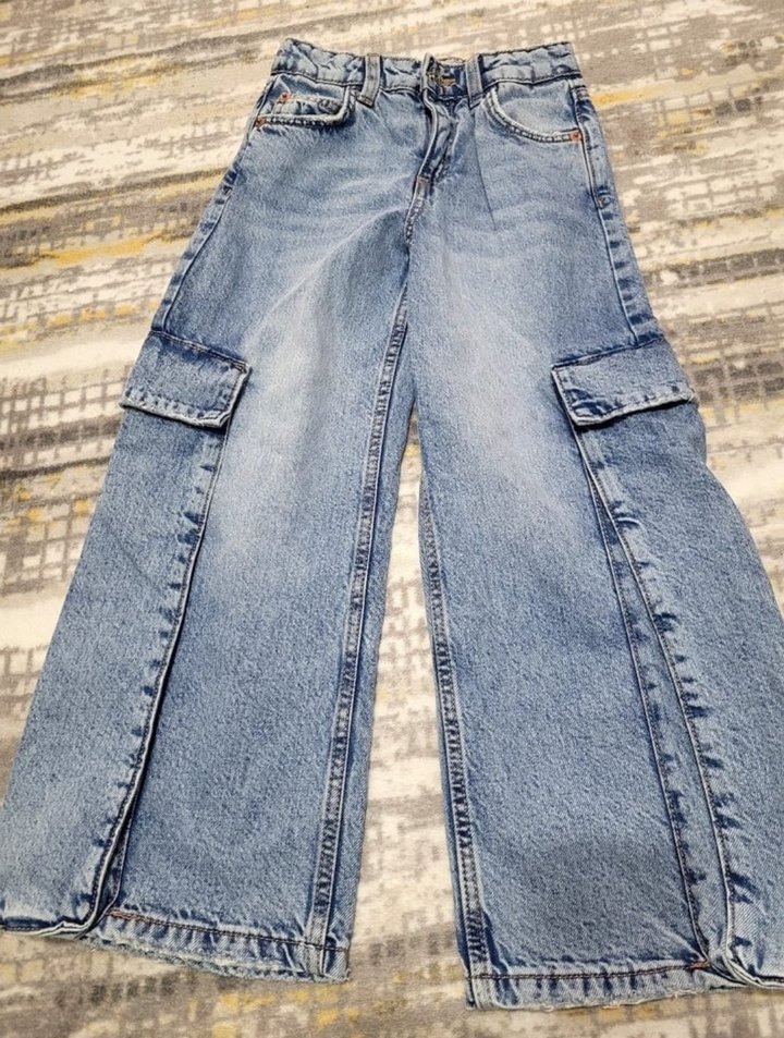 Zara tarz Bol Kesim Midi Kot Pantolon - Görsel 3