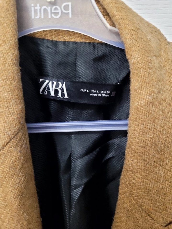 Düğmeli Kahverengi Midi Kadın Keten Ceket - Görsel 3