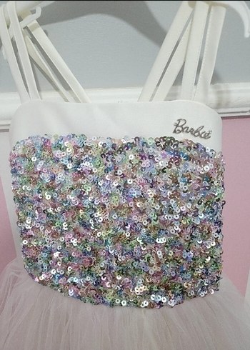 Beyaz Payetli Kız Çocuk Elbisesi - Görsel 2