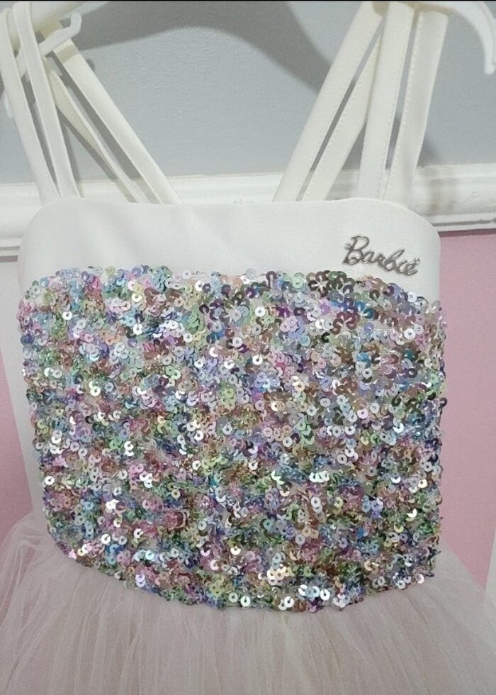 Beyaz Payetli Kız Çocuk Elbisesi - Görsel 2