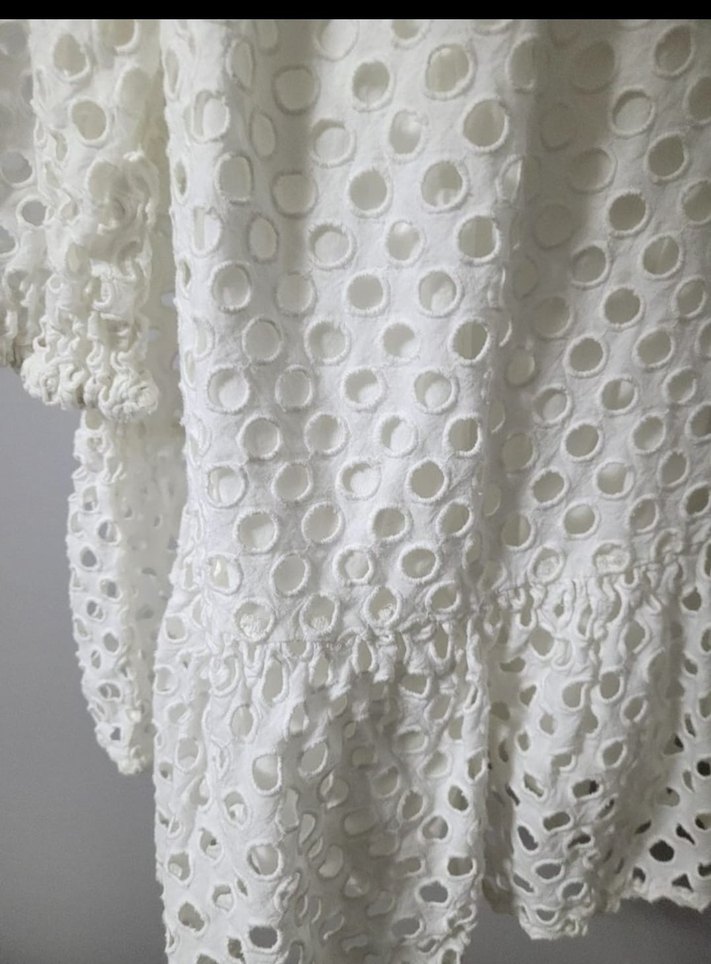 Beyaz Nakışlı Uzun Kollu Bohem Kız Elbisesi - Görsel 4