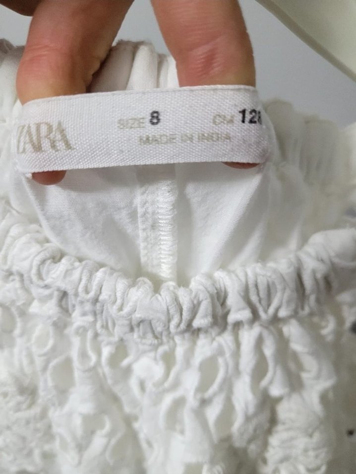 Beyaz Nakışlı Uzun Kollu Bohem Kız Elbisesi - Görsel 3