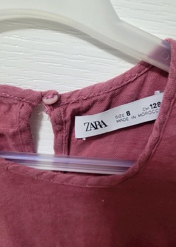 Bordo Kız Çocuk Keten Elbise - Görsel 4