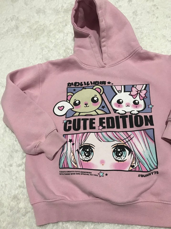 Kız Çocuk Pembe Kapüşonlu Sweatshirt - Görsel 3