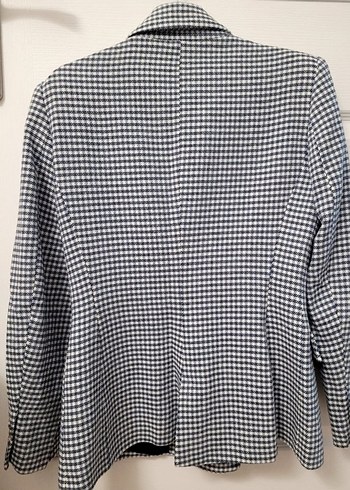 Ekose Desenli Düğmeli Kadın Blazer - Görsel 4