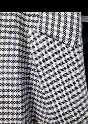 Ekose Desenli Düğmeli Kadın Blazer - Görsel 2