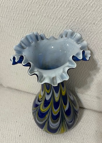 Koyu Mavi Dalgalı Desenli Vazo - Görsel 8