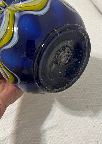 Koyu Mavi Dalgalı Desenli Vazo - Görsel 5