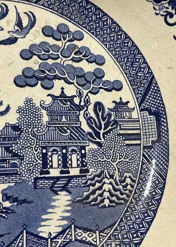 Antika Mavi Desenli Seramik Yemek Kabı - Görsel 8