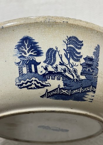 Antika Mavi Desenli Seramik Yemek Kabı - Görsel 4