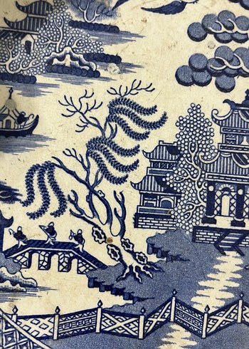 Antika Mavi Desenli Seramik Yemek Kabı - Görsel 7