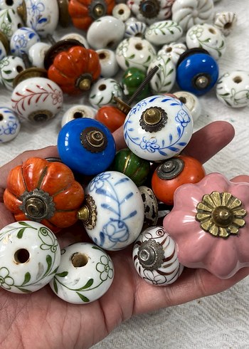 Osmanlı Renkli Porselen Dolap Kulpları - Görsel 5