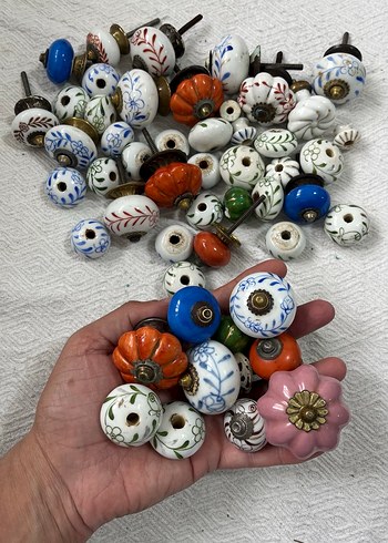 Osmanlı Renkli Porselen Dolap Kulpları - Görsel 4