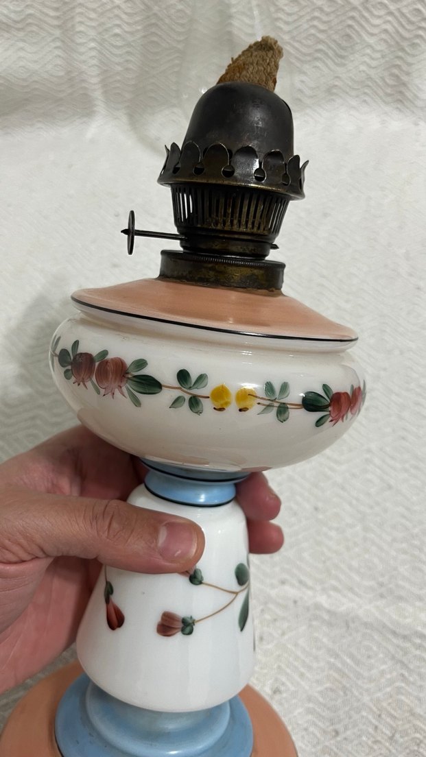 Osmanlı Çiçek Desenli Opalin  Gaz Lambası - Görsel 3