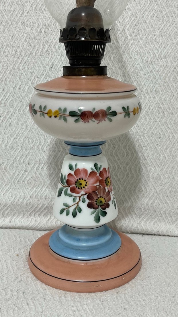 Osmanlı Çiçek Desenli Opalin  Gaz Lambası - Görsel 2