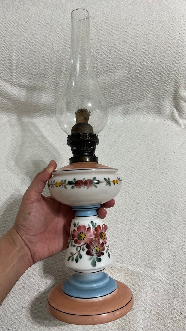 Osmanlı Çiçek Desenli Opalin  Gaz Lambası - Görsel 5