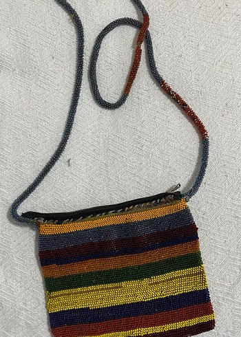 Boncuk İşlemeli Çok Renkli Örgü Kadın Çanta - Görsel 7