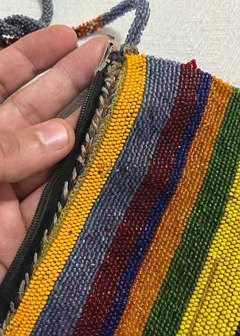 Boncuk İşlemeli Çok Renkli Örgü Kadın Çanta - Görsel 5