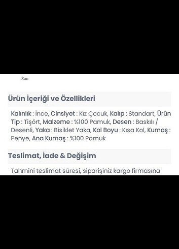 4 Yaş Beden Tişört