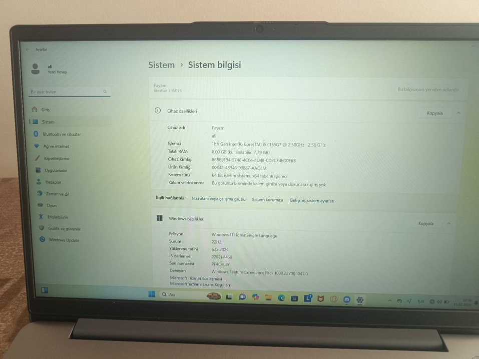 ACİL Lenovo IdeaPad 3 i5 11.Nesil SSD Temiz Laptop - Görsel 2