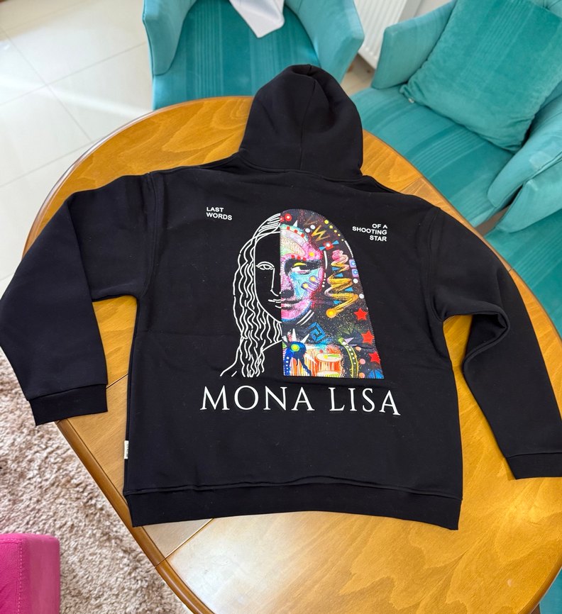 Siyah Kapüşonlu Baskılı ve Nakışlı Oversize Sweatshirt - Görsel 2