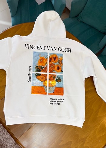 Beyaz Kapüşonlu Kadın Nakışlı Sweatshirt - Görsel 2