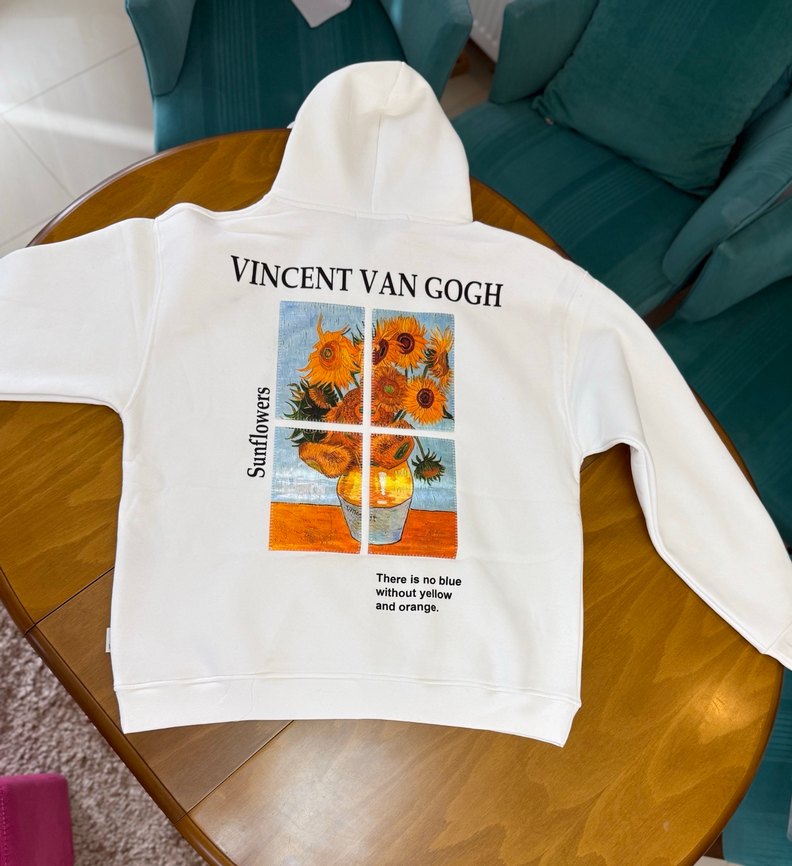 Beyaz Kapüşonlu Kadın Nakışlı Sweatshirt - Görsel 2