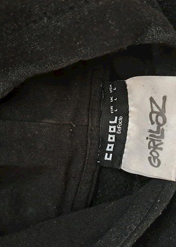 Siyah Gorillaz Baskılı Kapüşonlu Sweatshirt - Görsel 3