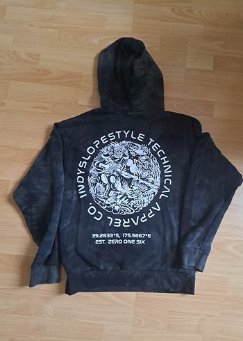 Siyah Tie-Dye Kapüşonlu Sweatshirt - Görsel 2