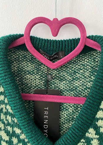 Yeşil Yılan Desenli V Yaka Triko Süveter - Görsel 5