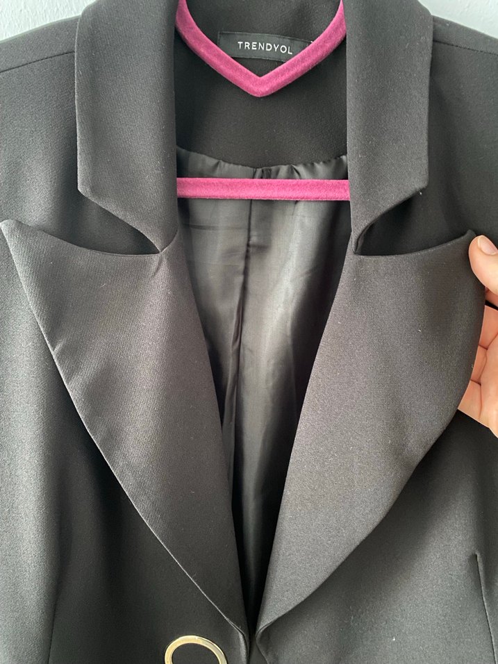 Siyah Kadın Crop Blazer Ceket - Görsel 2