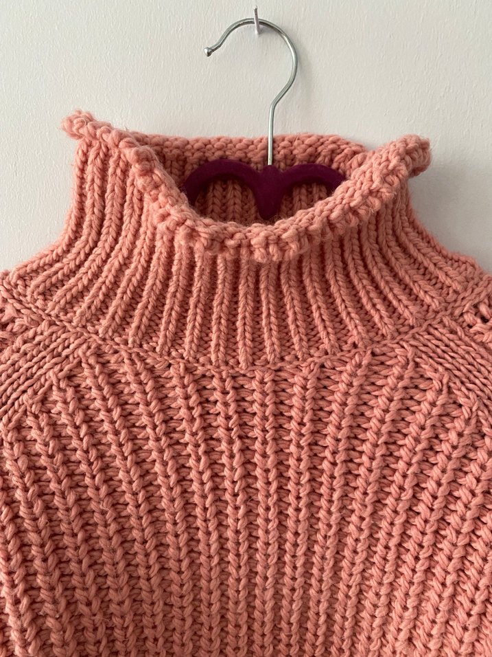 Pembe Boğazlı Örgü Kadın Kazak - Görsel 2