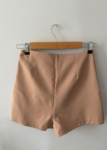 Bej Süet Mini şort Etek - Görsel 4