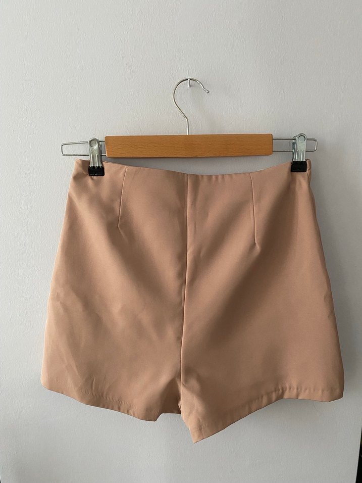Bej Süet Mini şort Etek - Görsel 4