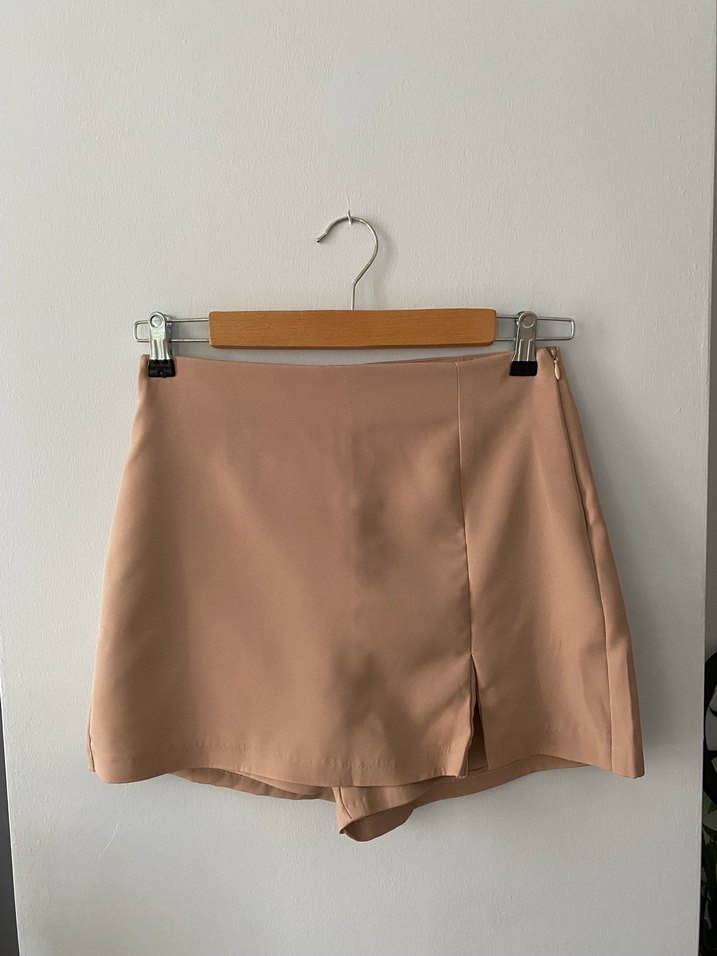 Bej Süet Mini şort Etek - Görsel 2