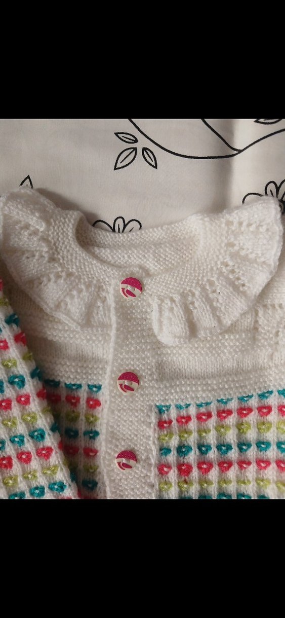 Kız Çocuk Renkli Nakışlı Triko Hırka - Görsel 2