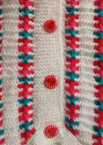 Kız Çocuk Renkli Örgü Yelek - Görsel 2